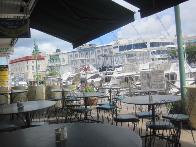 Relaxing at the Waterfront Cafe, Bridgetown